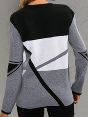 Color Block Casual Zipper Long Sleeves Sweatshirt