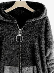 Plain Hooded Zipper Long Sleeves Warm Coat