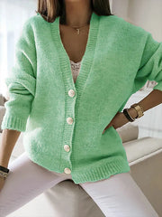 Solid Color Buttons Long Sleeves Sweater Cardigan