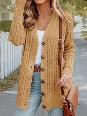 Plain Regular Fit Wool/Knitting Sweater Coat