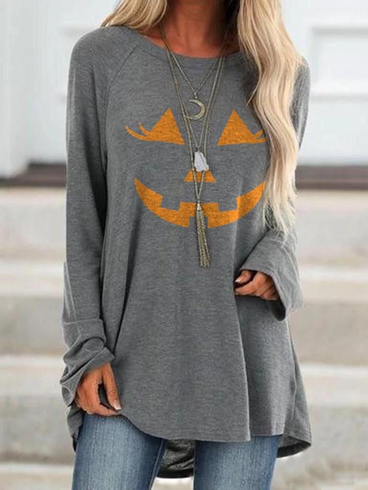 Halloween Scarecrow Face Print Long Sleeves Sweatshirt