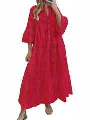 Women's Lace Eyelet Maxi Dress with Pockets