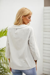 Solid Color Casual Round Neck Long Sleeves Blouse