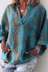 Solid Color Casual V-neck Long Sleeves Shirts & Tops