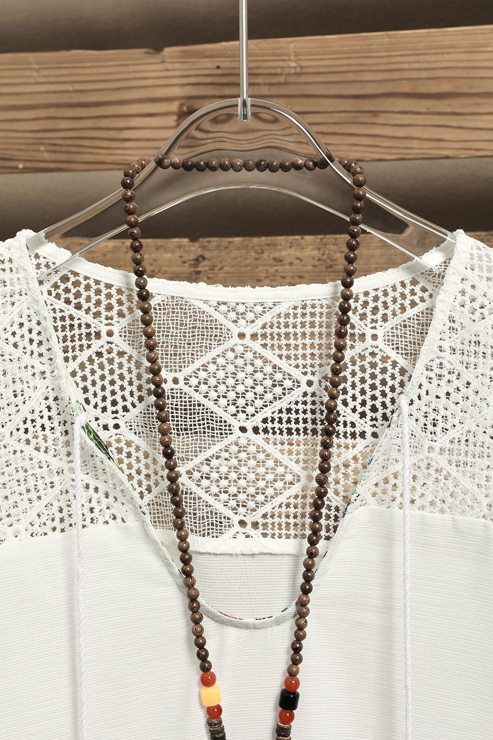 Daily White Floral V-neck 3/4 Length Sleeves Shirt